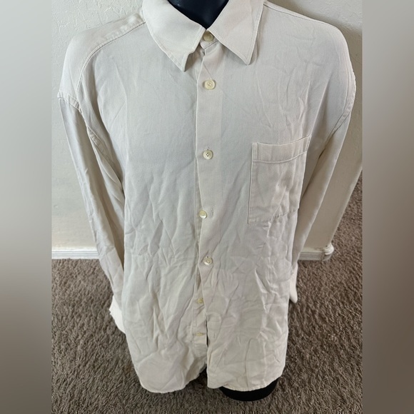 Men’s pre own as is white Hugo Boss long sleeve white dress shirt size L large - Picture 1 of 9